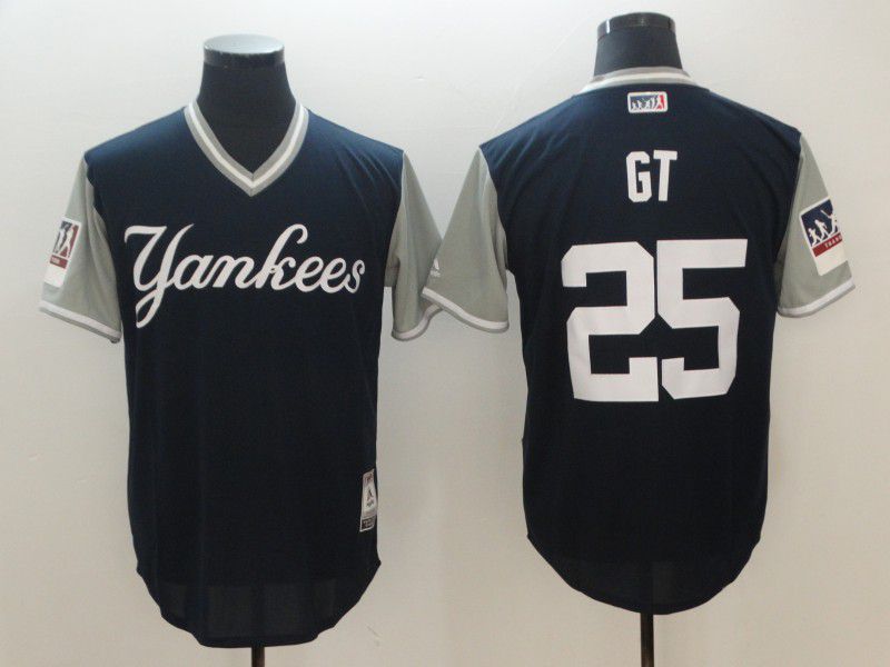 Men New York Yankees 25 GT Blue New Rush Limited MLB Jerseys